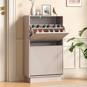 Slim Shoe Storage Cabinet Cashmere | 2 Flip Drawers, Anti-Tip, 91cm Tall