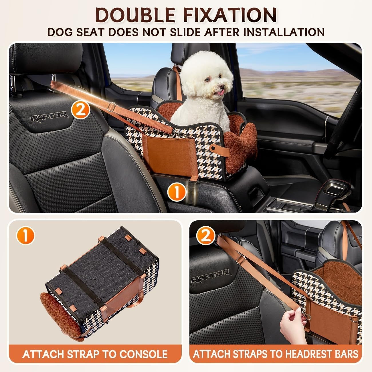 Centre Console Dog Car Seat Booster Carrier Small Dogs Cats Waterproof