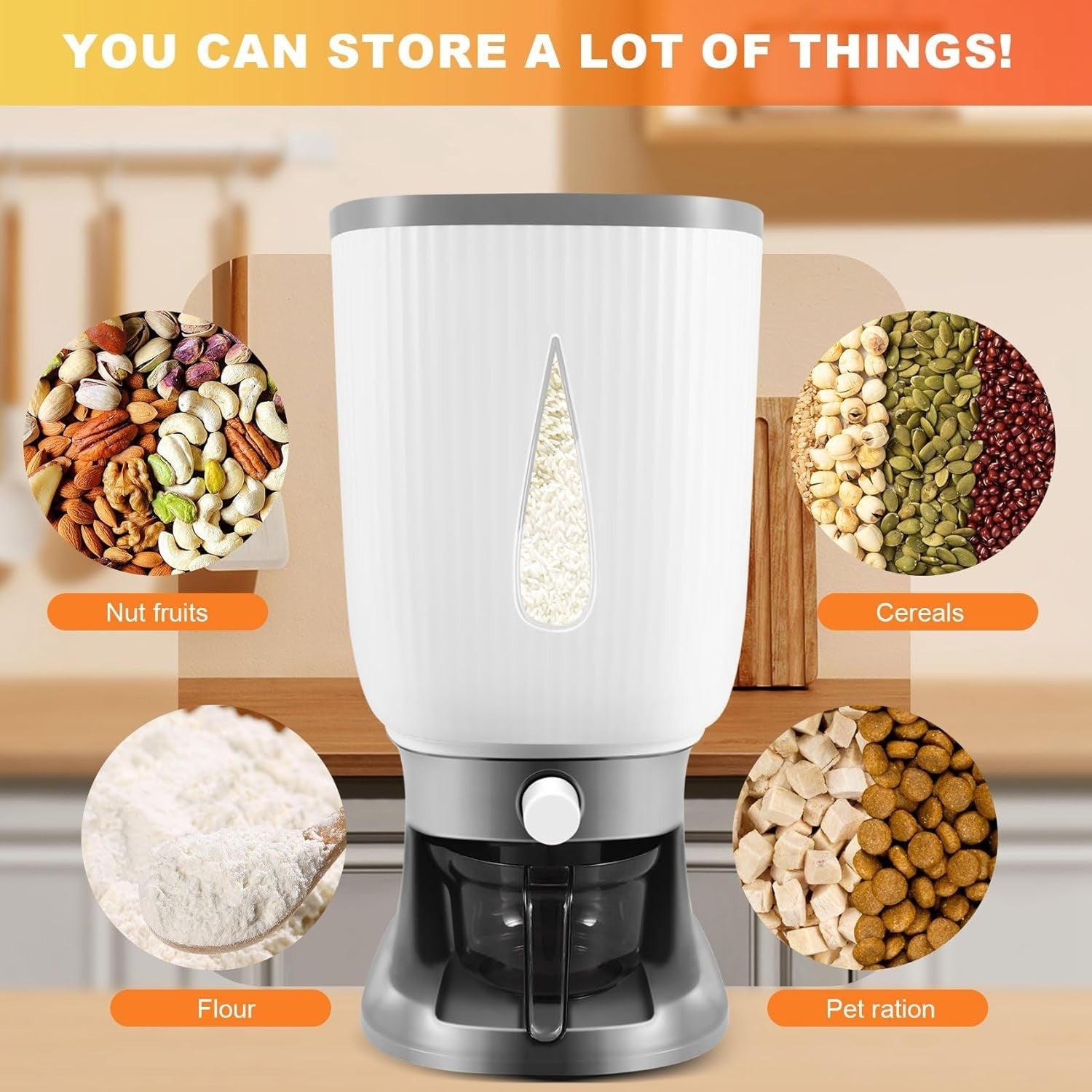 10KG Smart Automatic Rice Dispenser Storage Bucket with Rinsing Cup