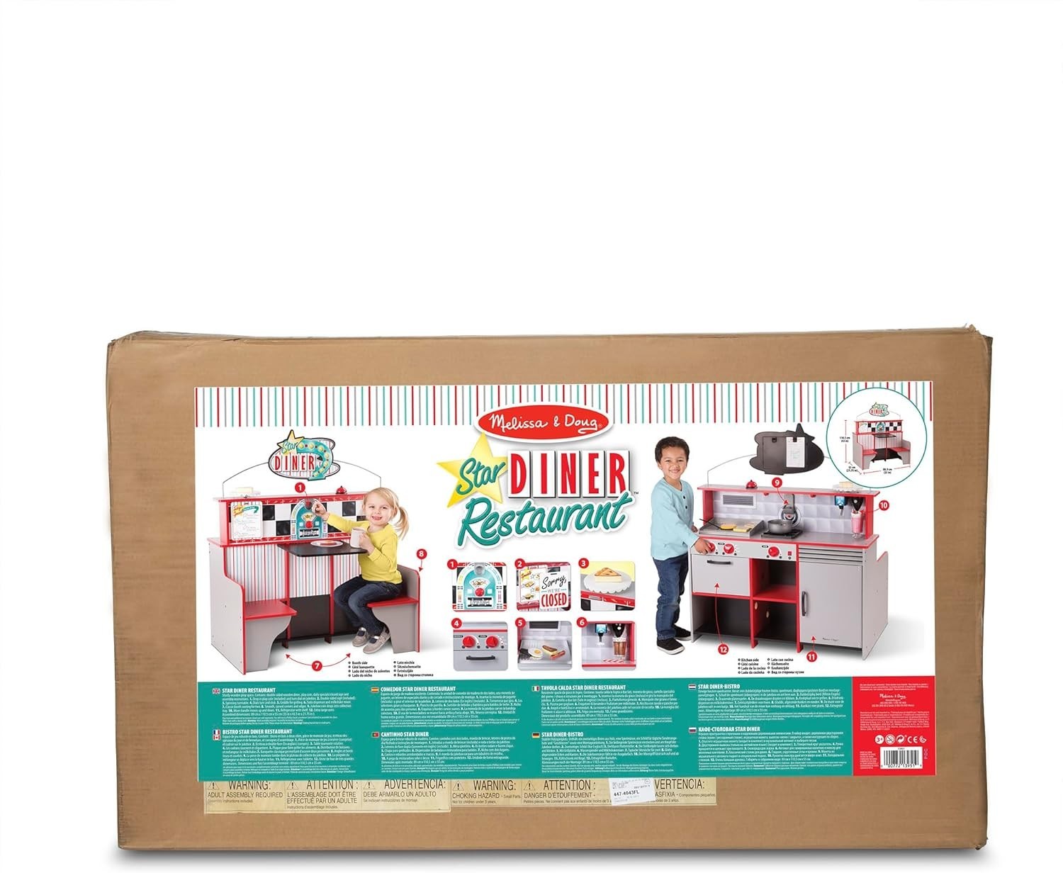 Wooden Kids Diner Restaurant Playset Café Kitchen Role Play Toy