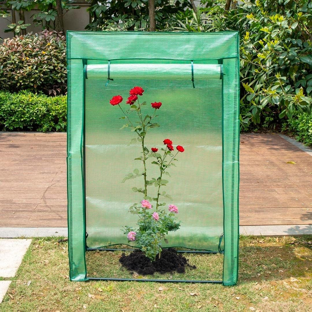 Tomato Mini Greenhouse with Reinforced Frame & Roll-Up Door for Garden Plants