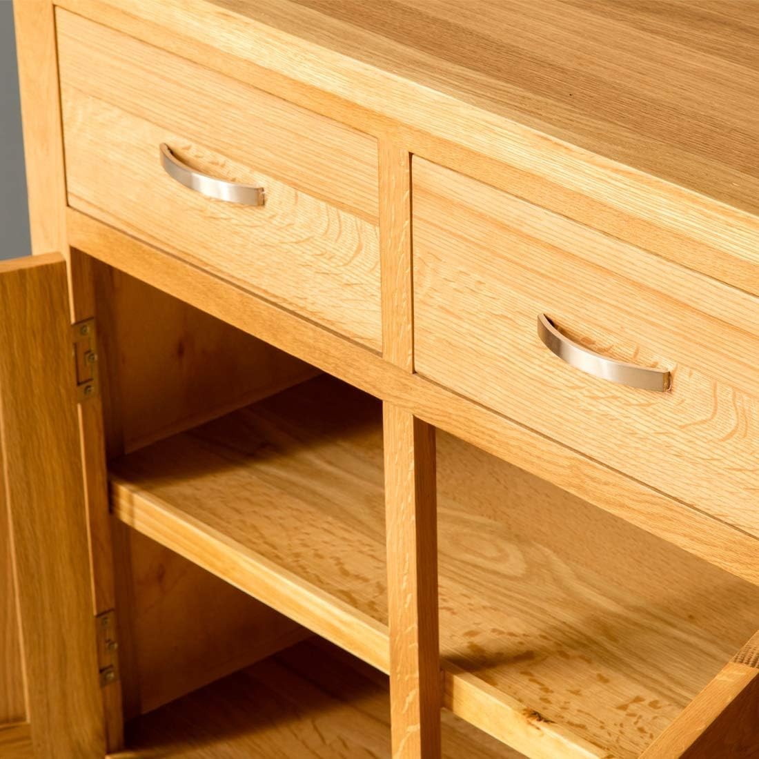 Large Oak Sideboard Cabinet 3 Doors 3 Drawers Sturdy Storage for Living Room