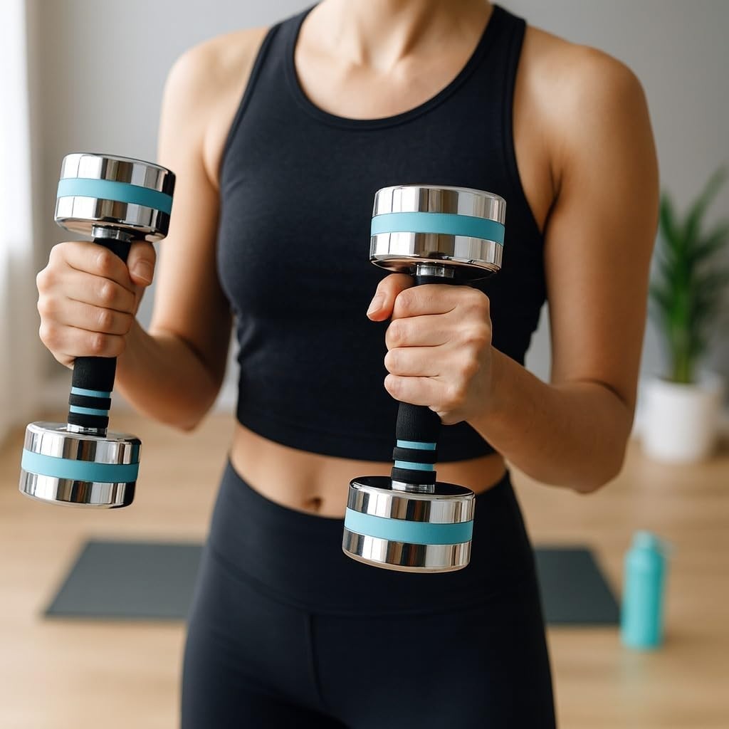 Chrome Adjustable Dumbbells Pair Foam Grip Compact Strength Training