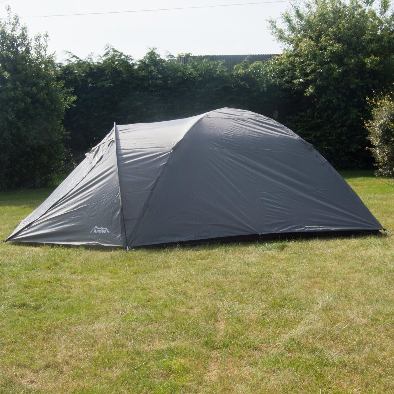 Grey 4-Person Andes Dome Camping Tent – Double Skin, Waterproof & Lightweight