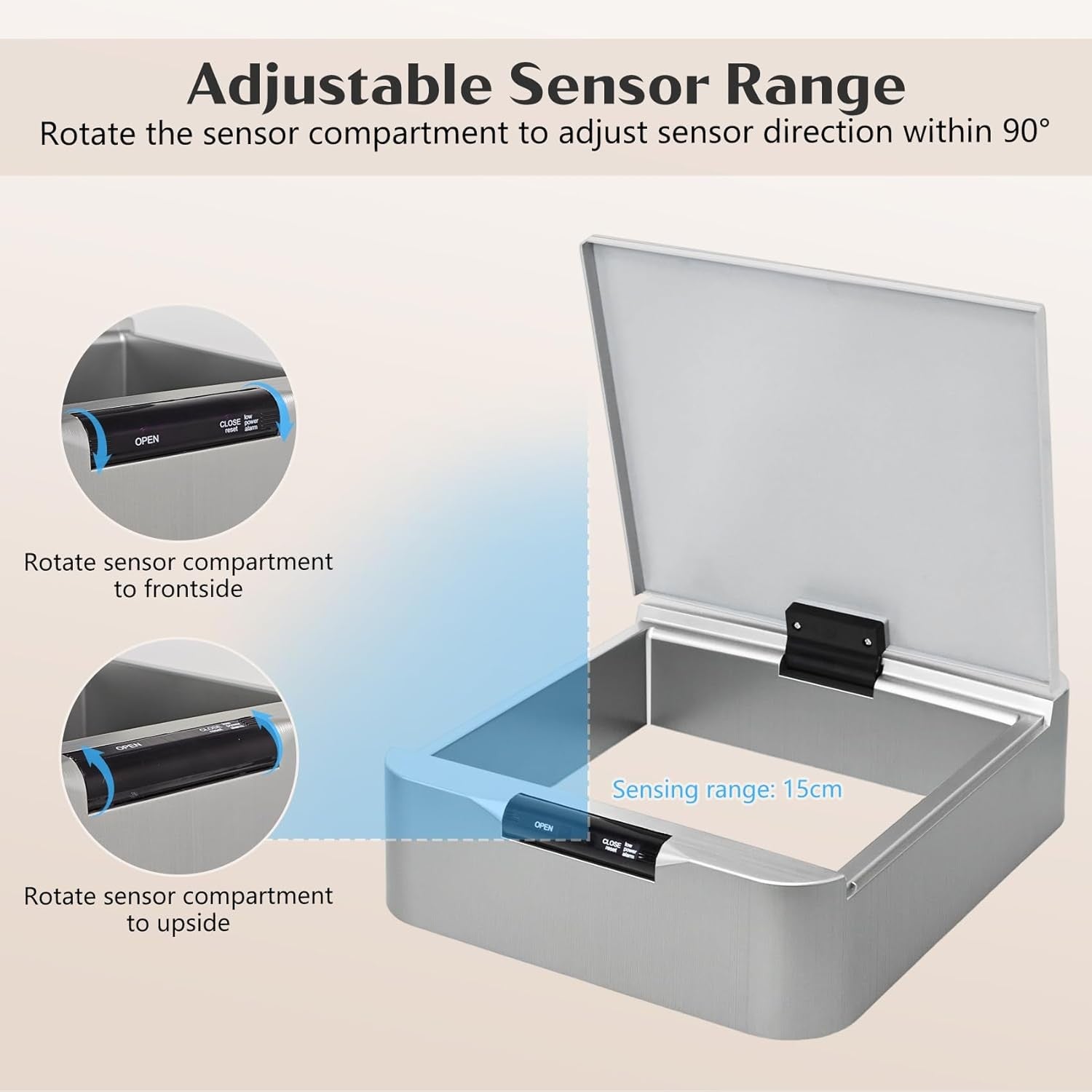 50L Automatic Sensor Kitchen Bin Stainless Steel USB Soft Close
