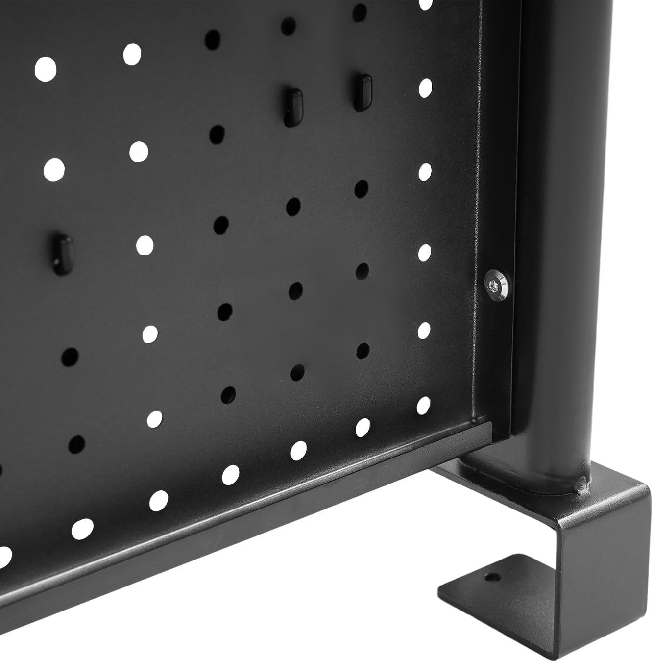 Clamp-On Desk Pegboard 60cm 2-Tier Desktop Organizer Shelf Privacy Panel Black