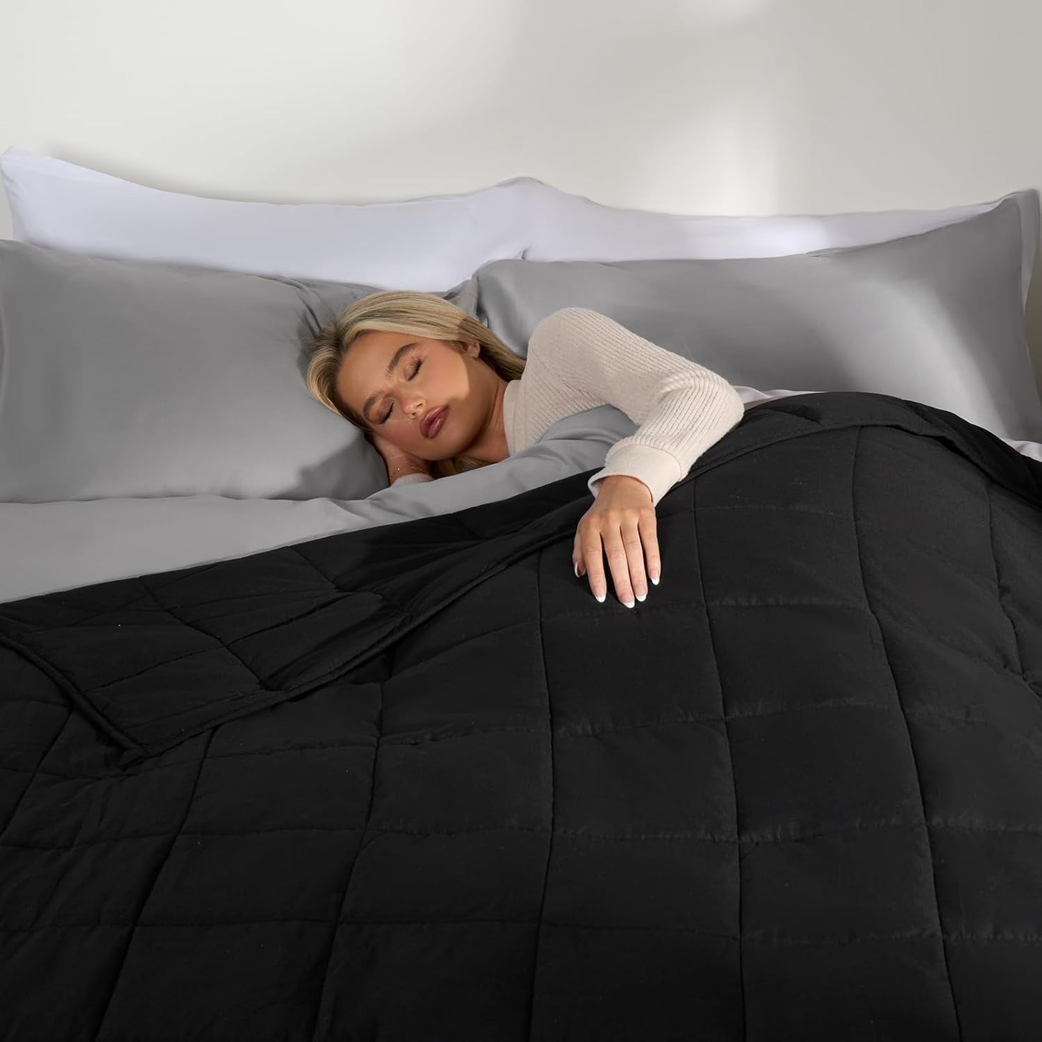 Weighted Blanket Adults Black 6kg 125x180cm Soft Calming Sleep Aid