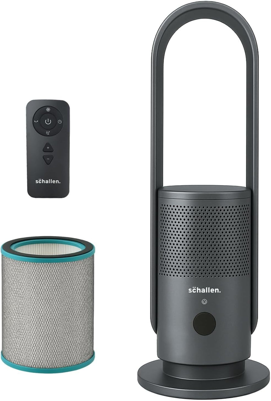 Bladeless Tower Fan 31-Inch Air Purifier 9-Speed Remote Control with HEPA Filter