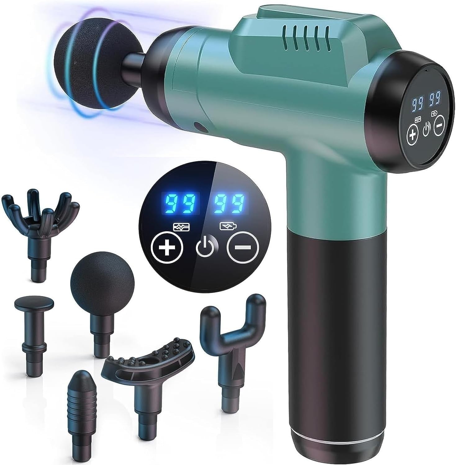 Deep Tissue Massage Gun Percussion Muscle Relief LCD Touch 99 Speeds 6 Heads