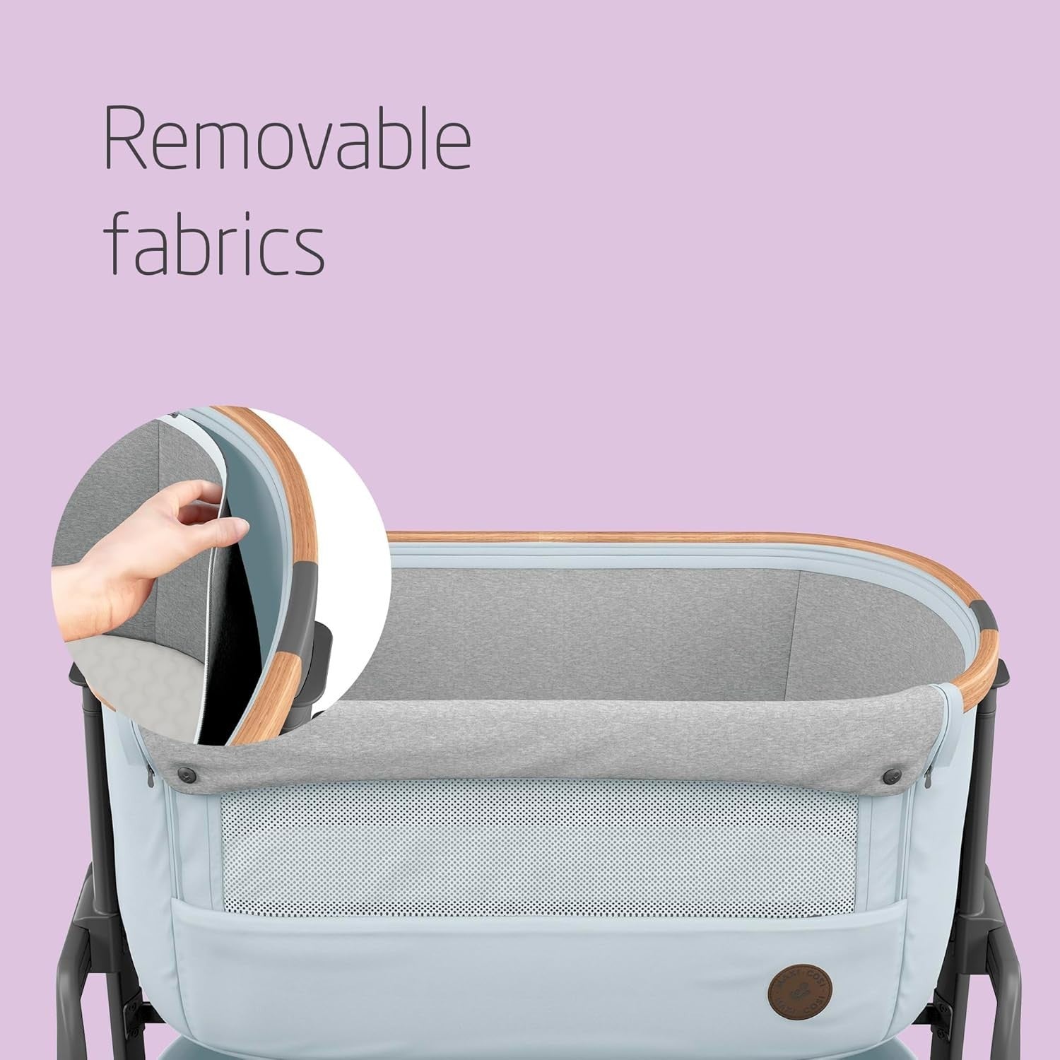 Foldable Baby Bedside Crib Co-Sleeper Adjustable Height with Mattress Grey