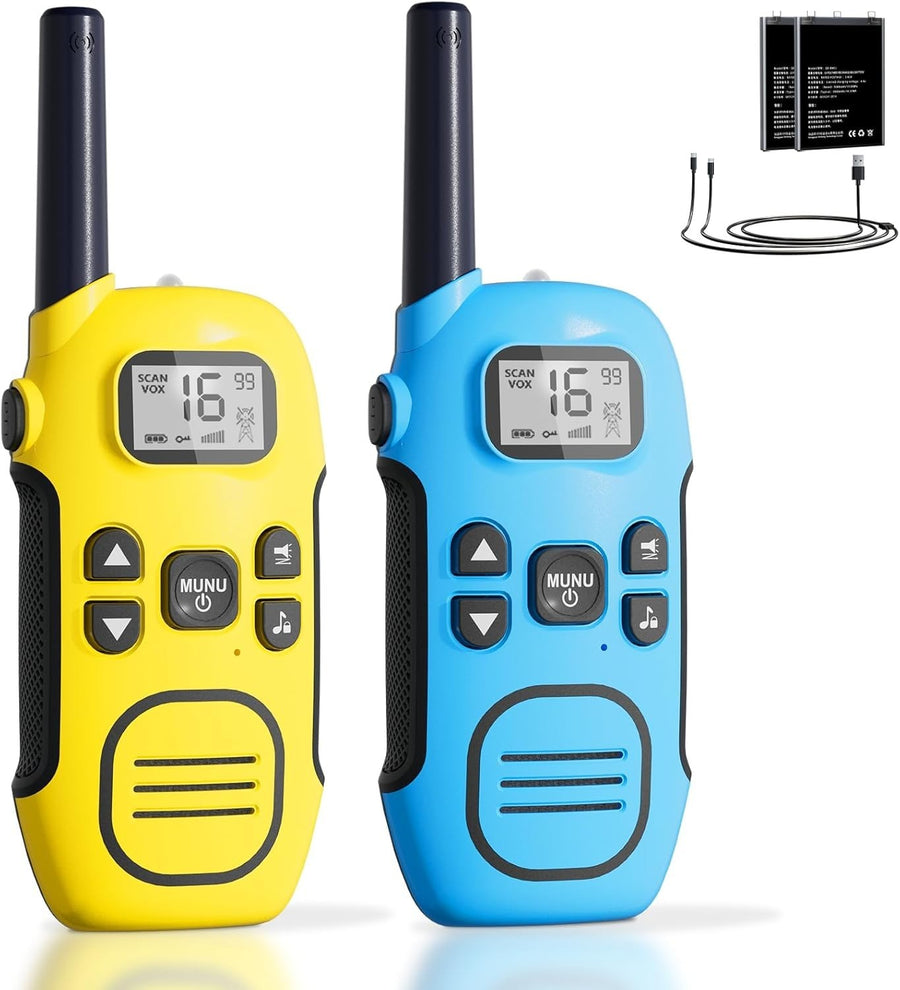 Long Range Walkie Talkies 2 Pack 16 Channel Rechargeable VOX Radio