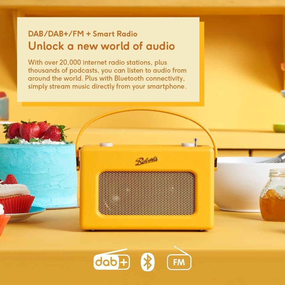 Portable FM/DAB/DAB+ Internet Radio with Bluetooth & Wi-Fi Sunburst yellow