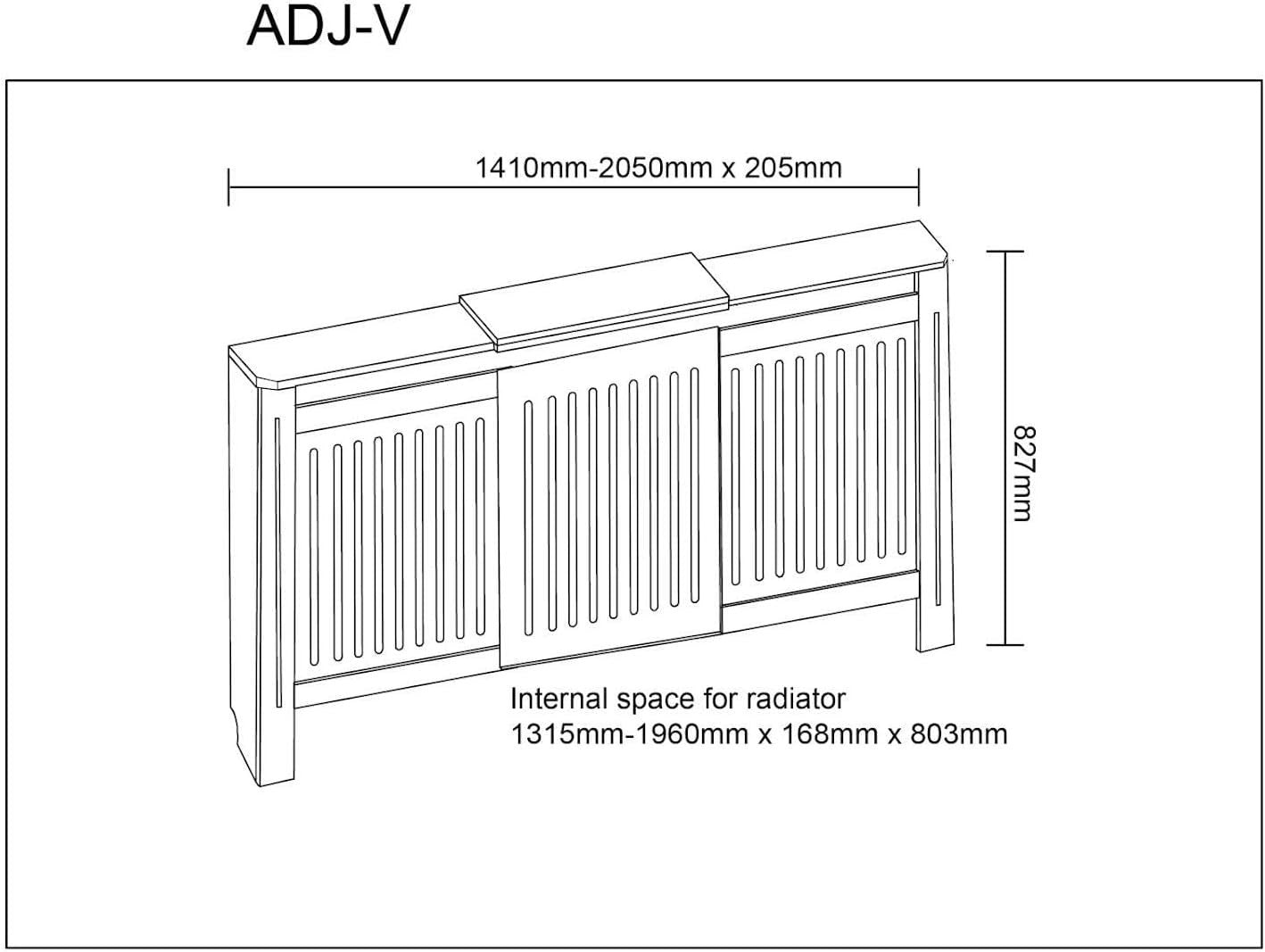 Modern White Radiator Cover Adjustable MDF Slat Cabinet Shelf for Living Room