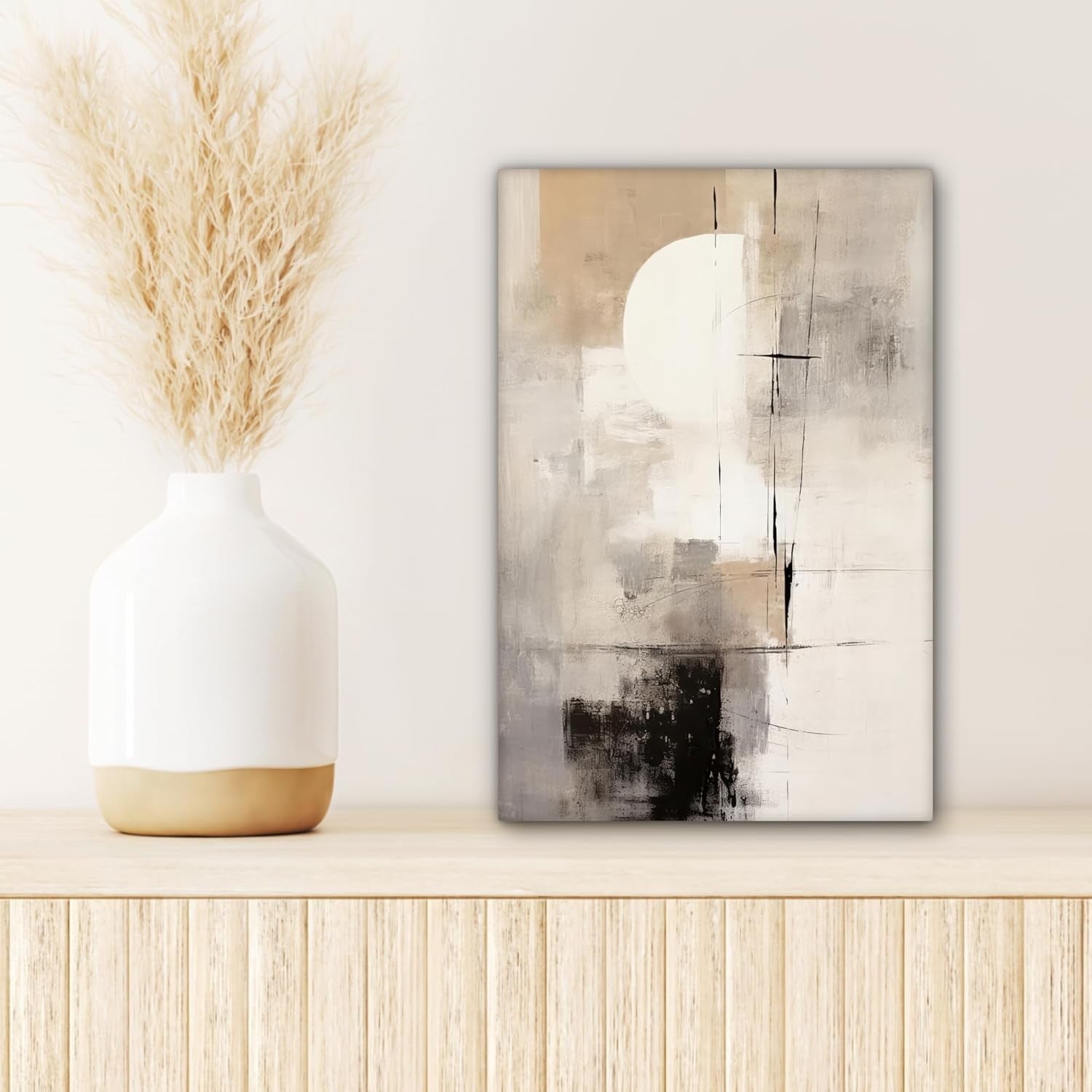 Abstract Grey Canvas Wall Art 20x30cm Modern Framed Print Decor