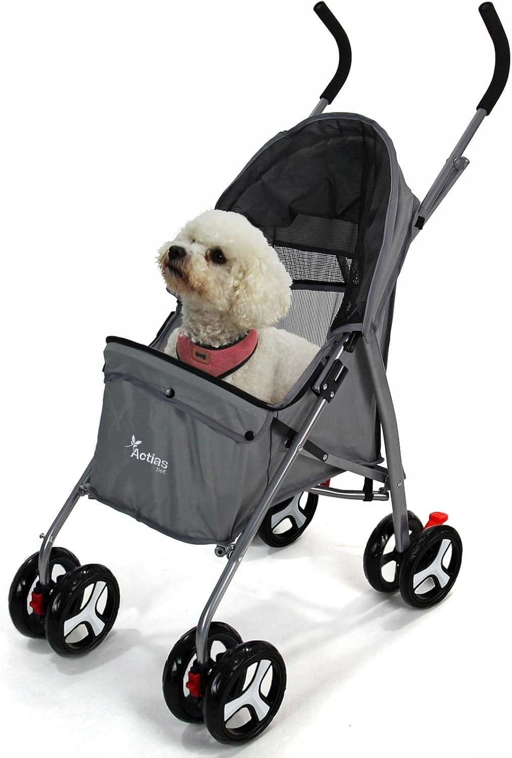 Pet Travel Stroller Dog Cat Pushchair Waterproof Foldable 4 Wheel Grey