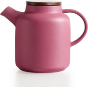 Large Ceramic Teapot 1500ml Purple with Infuser Wood Lid Loose Leaf Tea