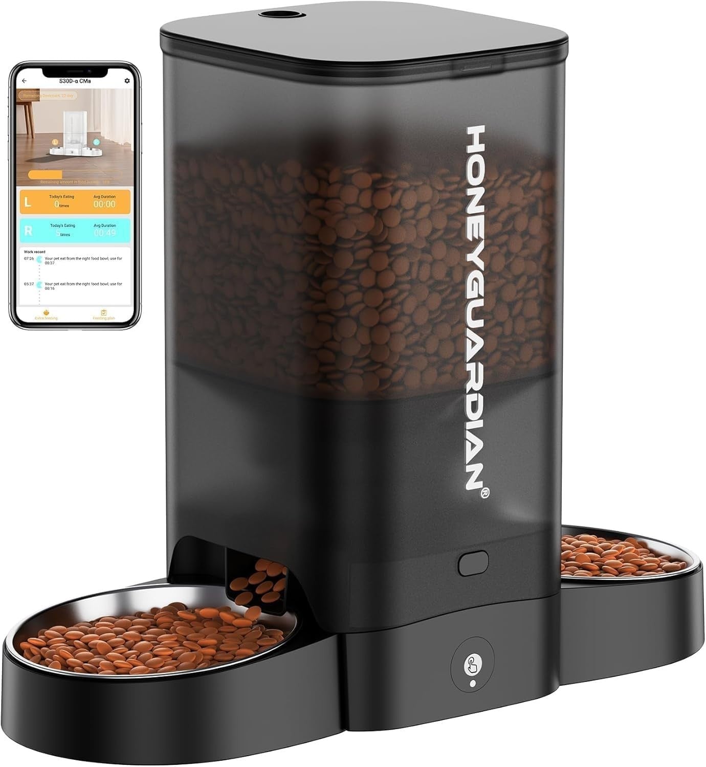 5L WiFi Automatic Cat Feeder Dual Bowl Smart App Food Dispenser