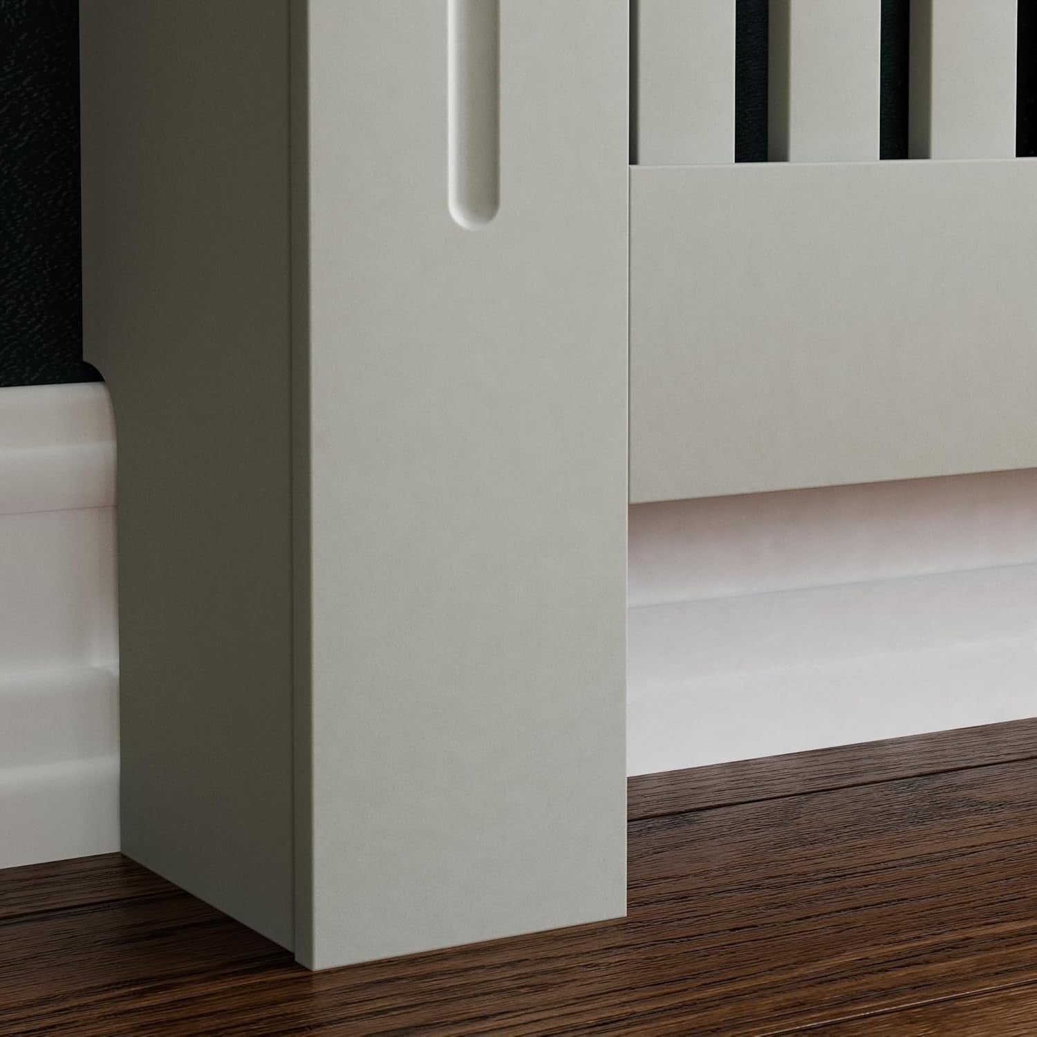 Medium Olive Grey Radiator Cover Cabinet MDF Slatted Grill with Wood Top Shelf