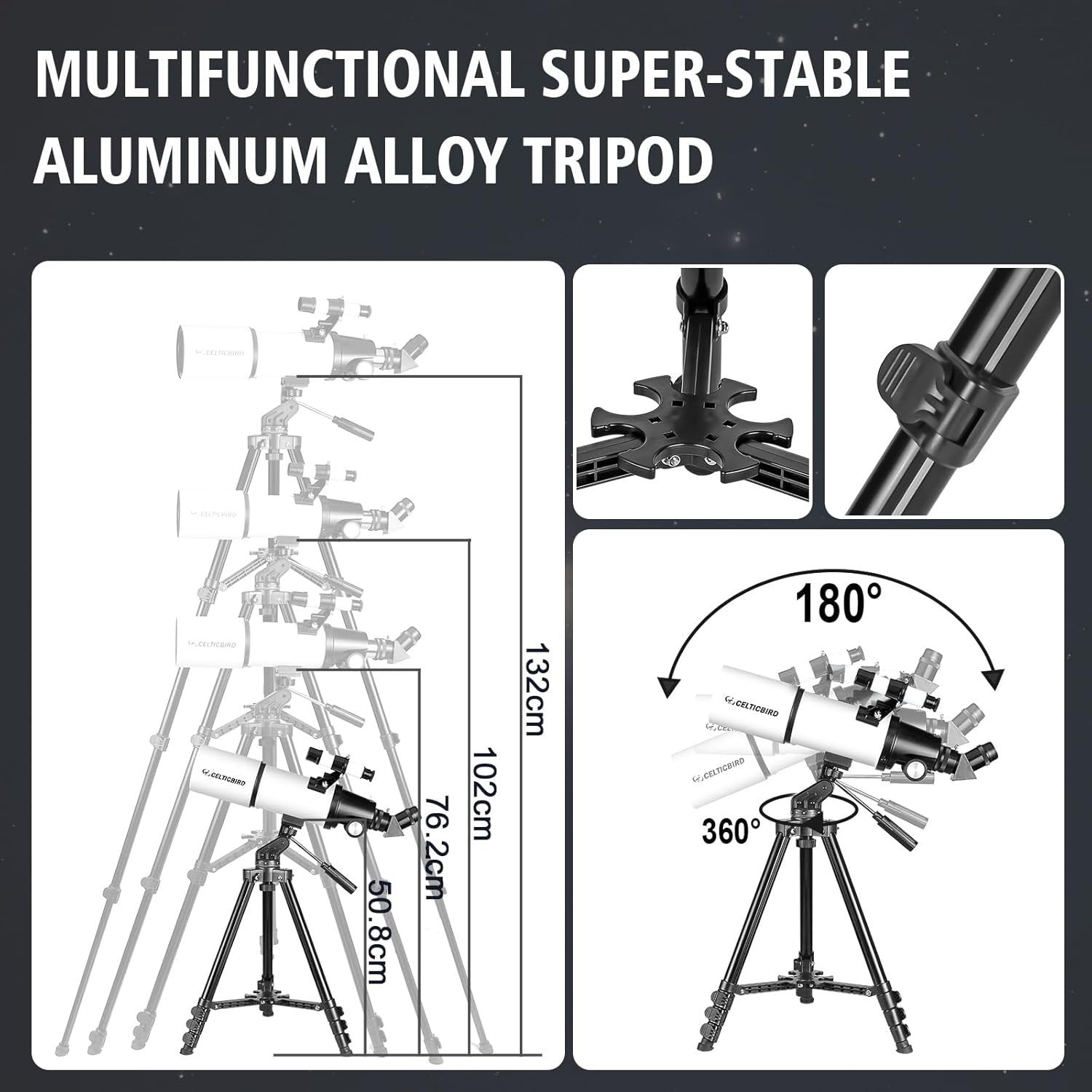 80mm Aperture 600mm Refractor Telescope for Adults & Beginners