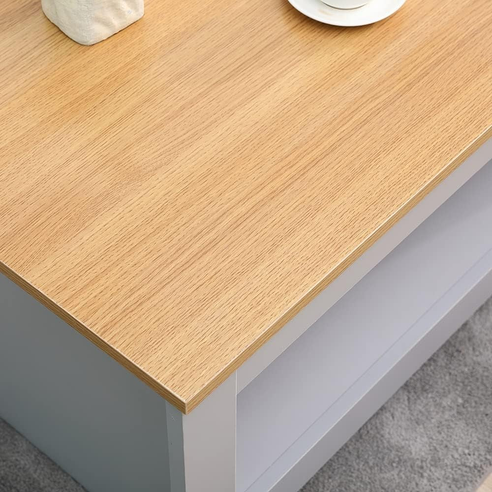 Modern Grey Coffee Table with Storage Shelf – Compact, Easy Clean, 85cm