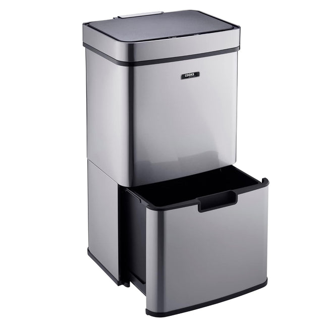 75L Dual Compartment Motion Sensor Kitchen Bin Silver