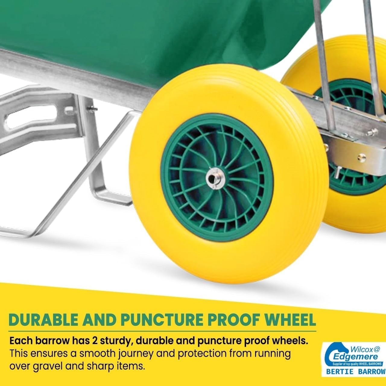 200L 1-Wheel Garden Wheelbarrow – Green – Galvanised Frame w/ PU Tyre 250kg Load