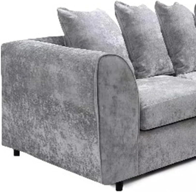 Light Grey Chenille 2C2 Corner Sofa – Modern 5 Seater Scatter Back Couch