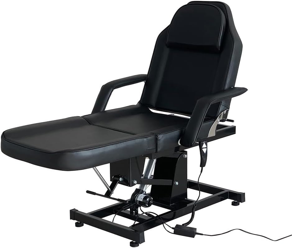 Electric Massage Table Adjustable 3-Section Beauty Spa Tattoo Bed w/ Headrest