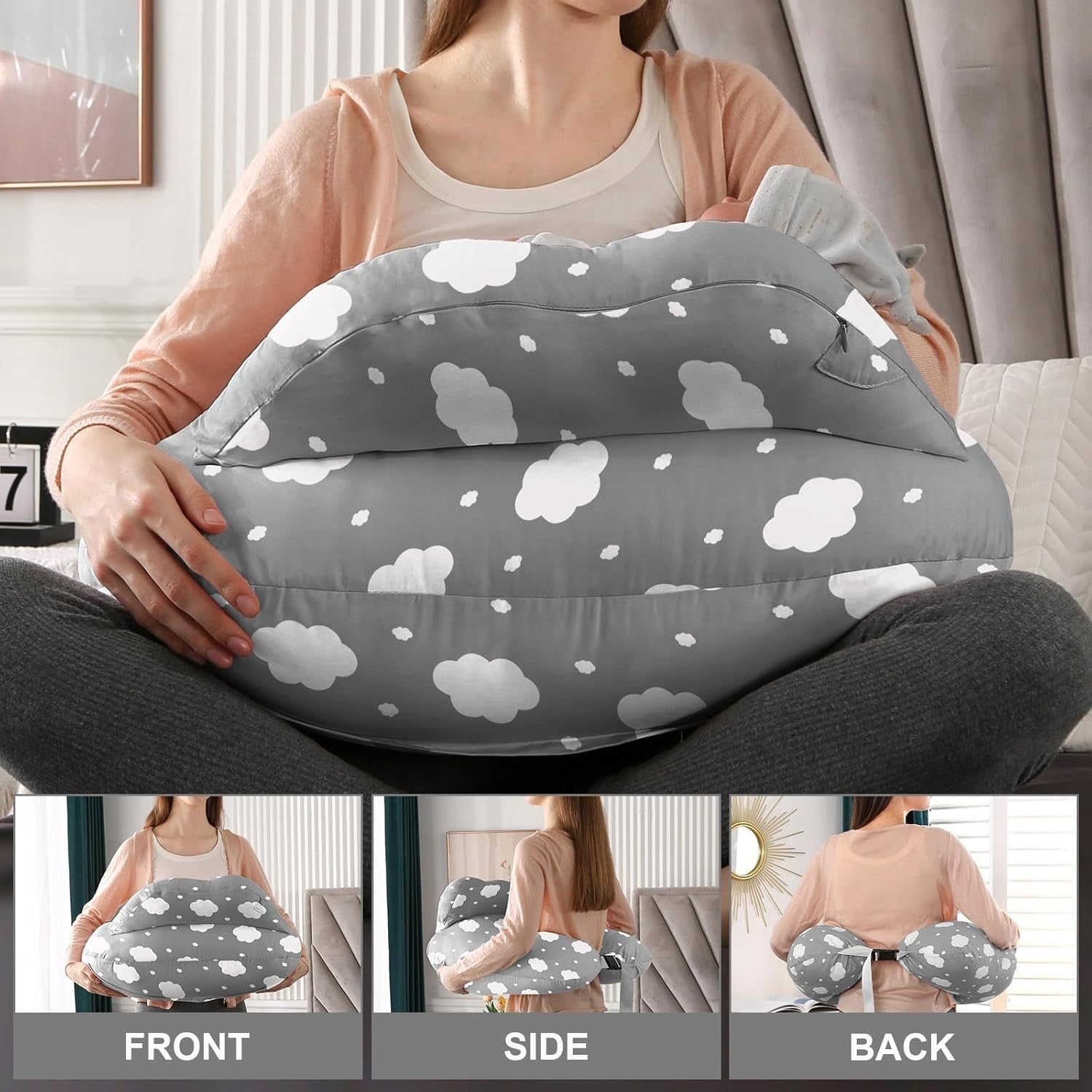 U Shaped Pregnancy Pillow Full Body Maternity Sleep & Nursing Support Cotton