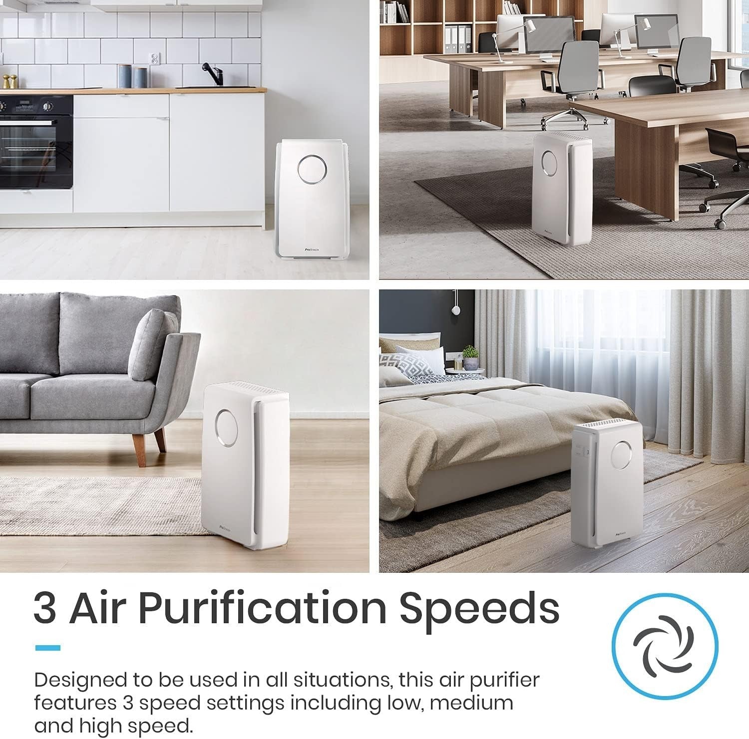 True HEPA Air Purifier Large Room 430 Sq Ft 99.97% Allergen Smoke Odour