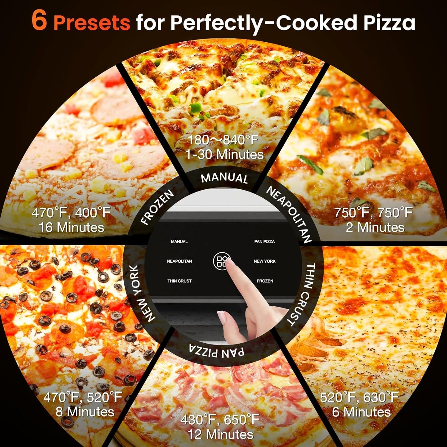 Indoor Electric Pizza Oven | 12" Countertop Cooker 1000°F Touch Screen With Ston