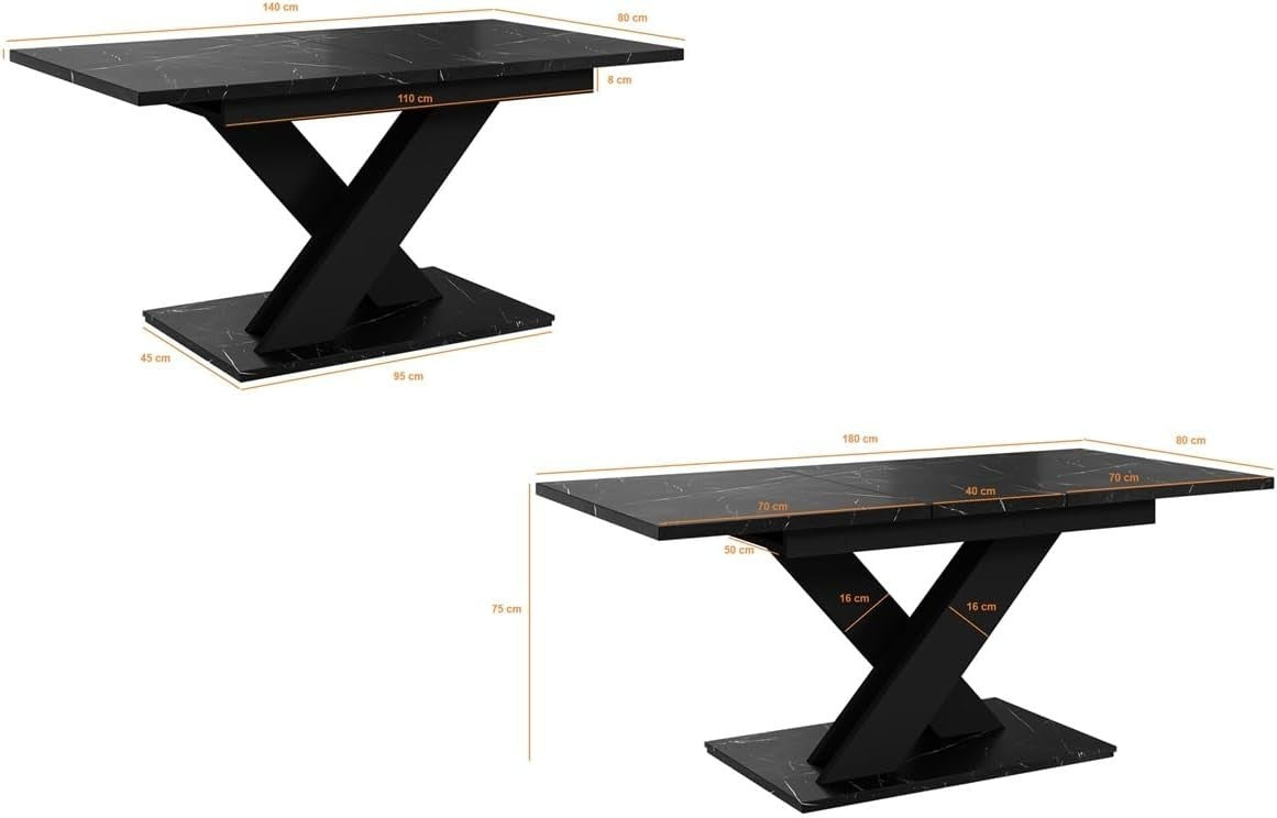 Modern Extendable Dining Table High Gloss Space-Saving Rectangular 140–180cm