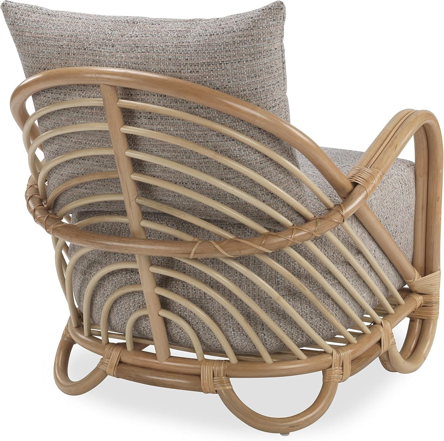 Natural Rattan Accent Armchair with Cushions Indoor Cane Lounge Chair