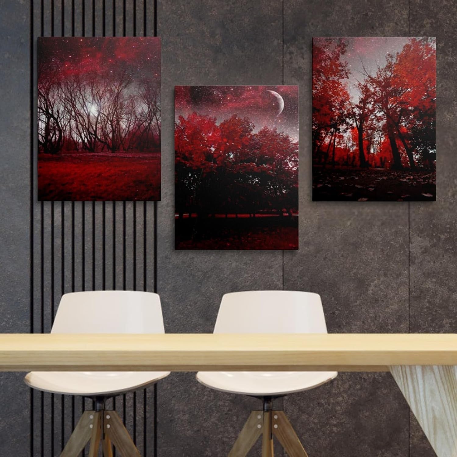 Abstract Red Tree Canvas Wall Art Framed Modern