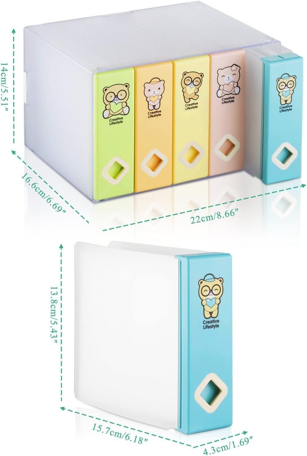 CD DVD Storage Box Holds 120 Discs Media Organizer Colorful Bear