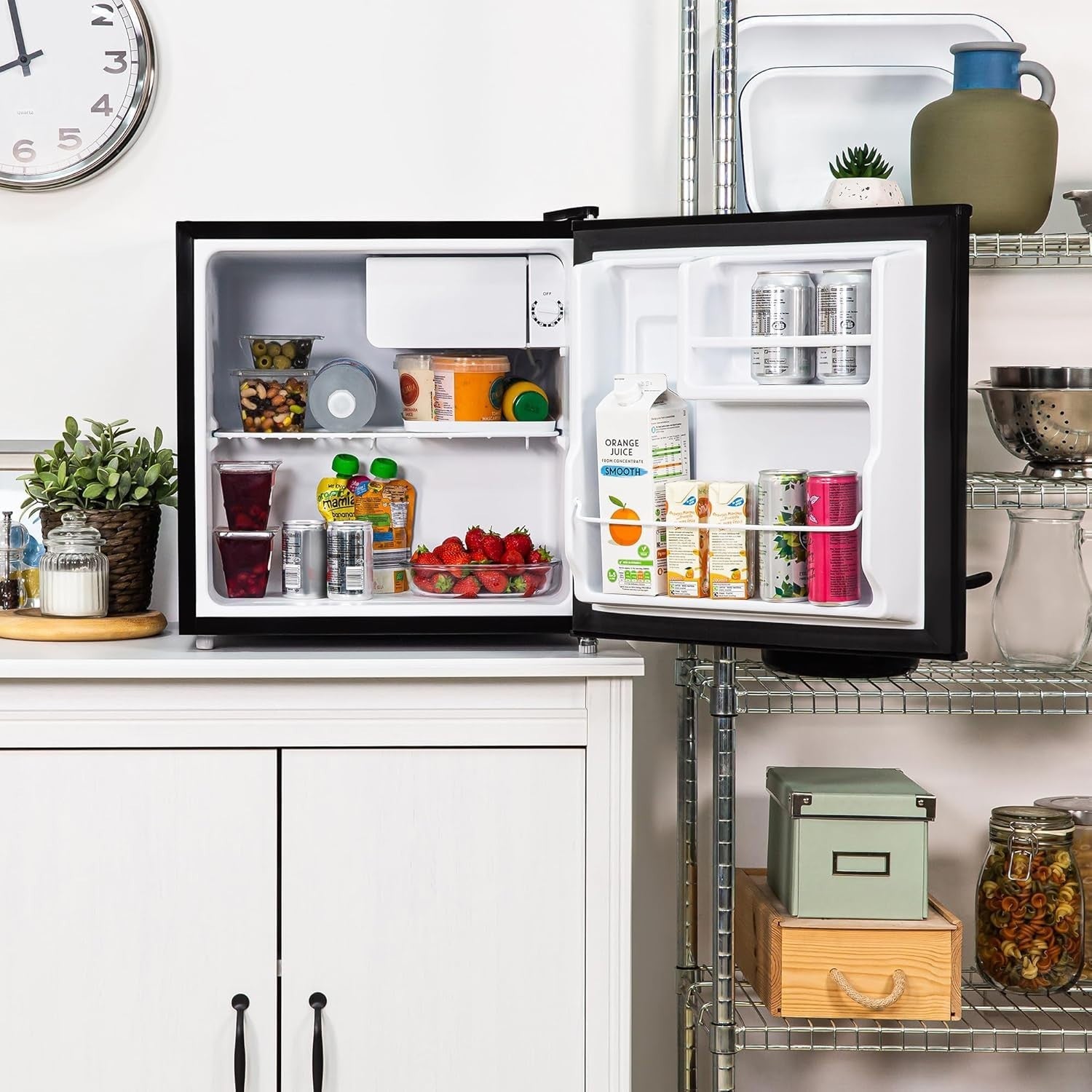 43L Mini Fridge Countertop Reversible Door Ice Box Black