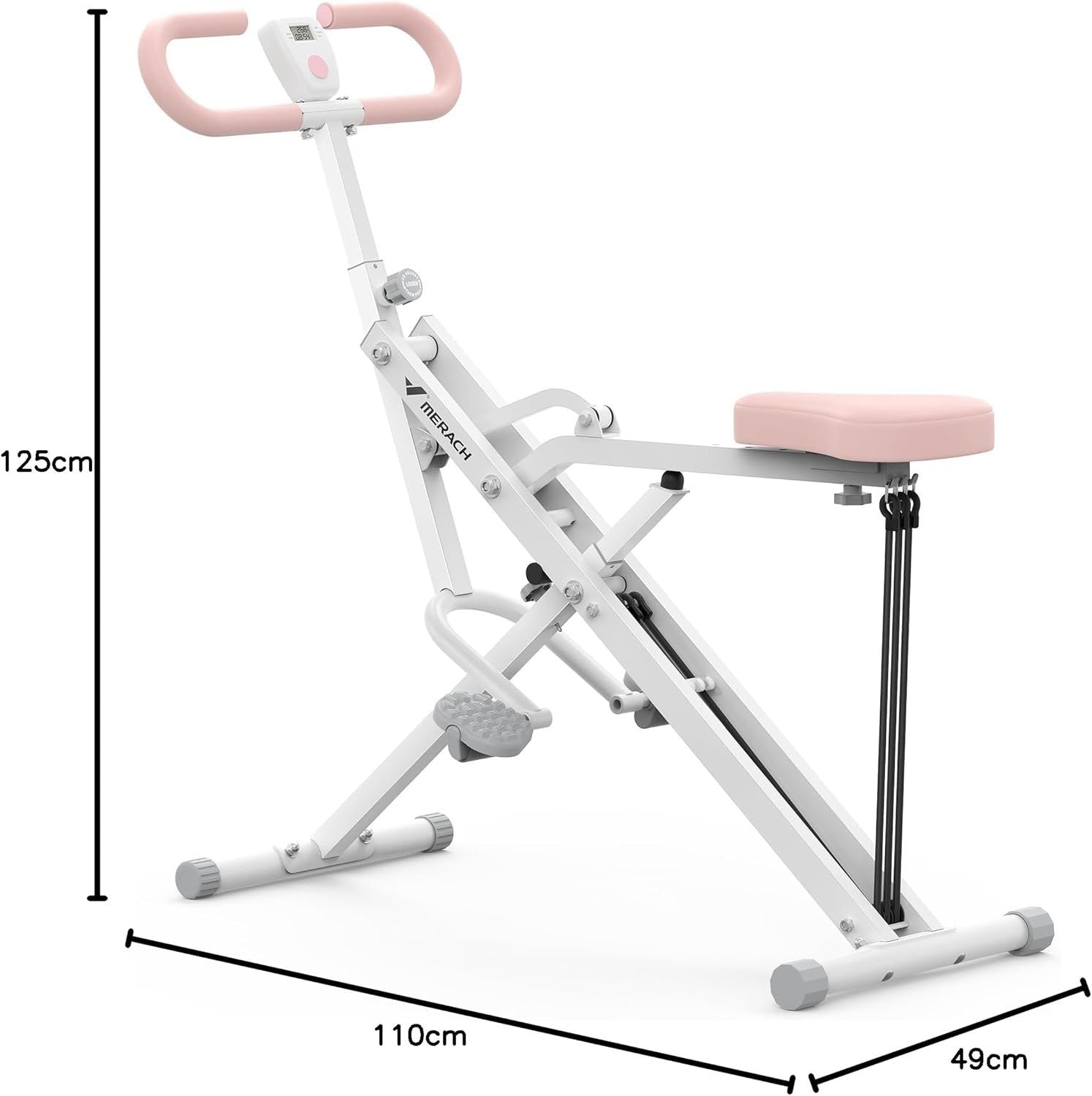 2 in 1 Squat Rowing Machine Foldable Home Gym Glute Leg Trainer White