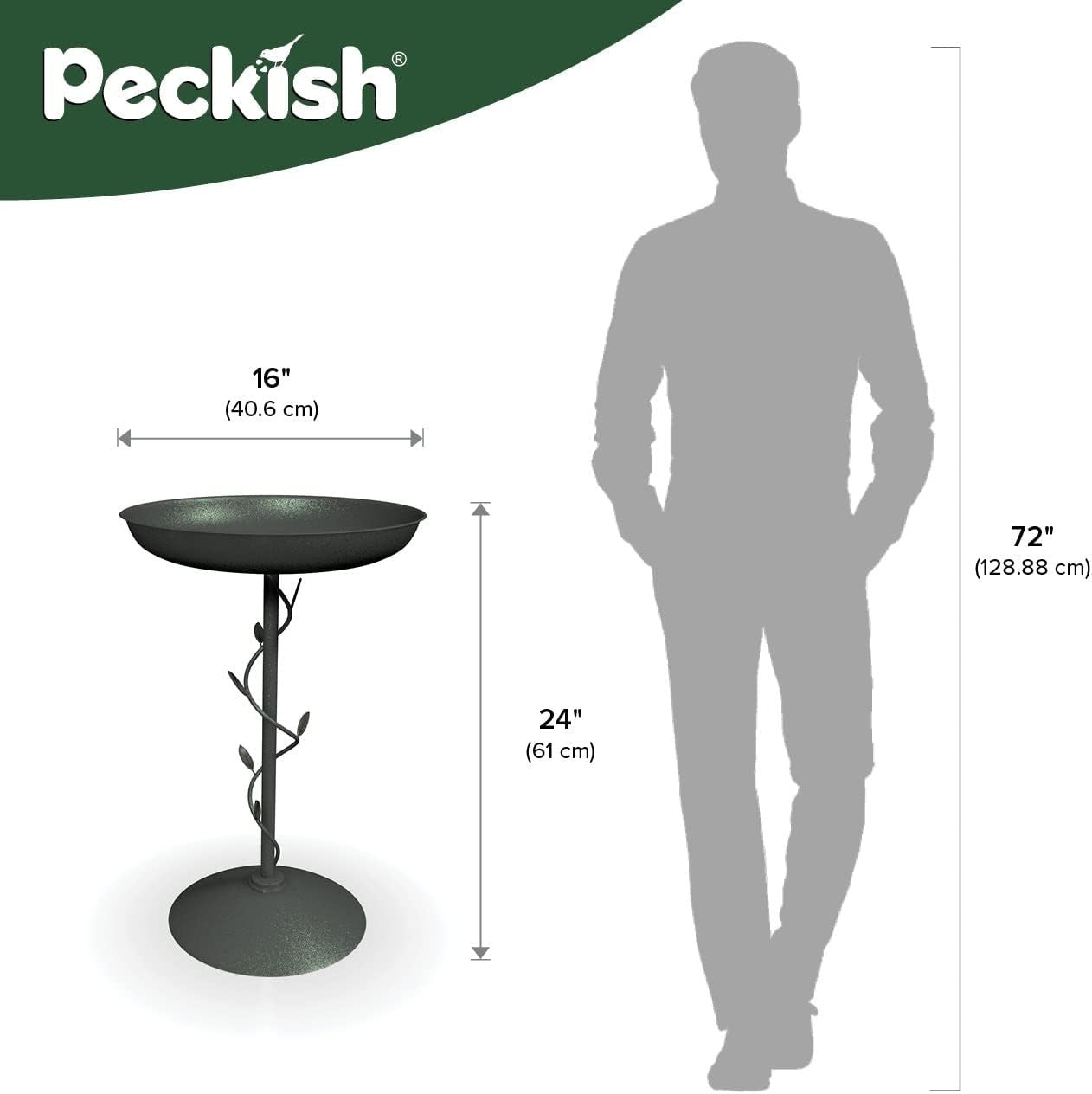Decorative Metal Garden Bird Bath Green Weatherproof Outdoor Water Feature