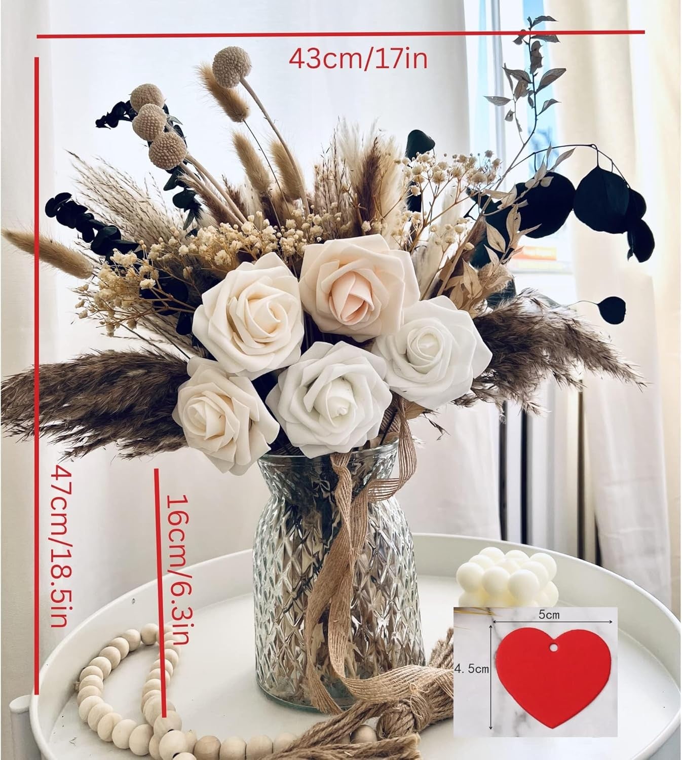 Artificial Flowers in Vase Pampas Grass Centrepiece Luxury Home Decor