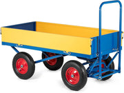 Heavy Duty 1000kg Site Trolley Cart w/ Pneumatic Tyres & Steel Sides