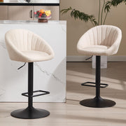 Bar Stools Set of 2 | Beige L-Shaped Adjustable Counter Chairs