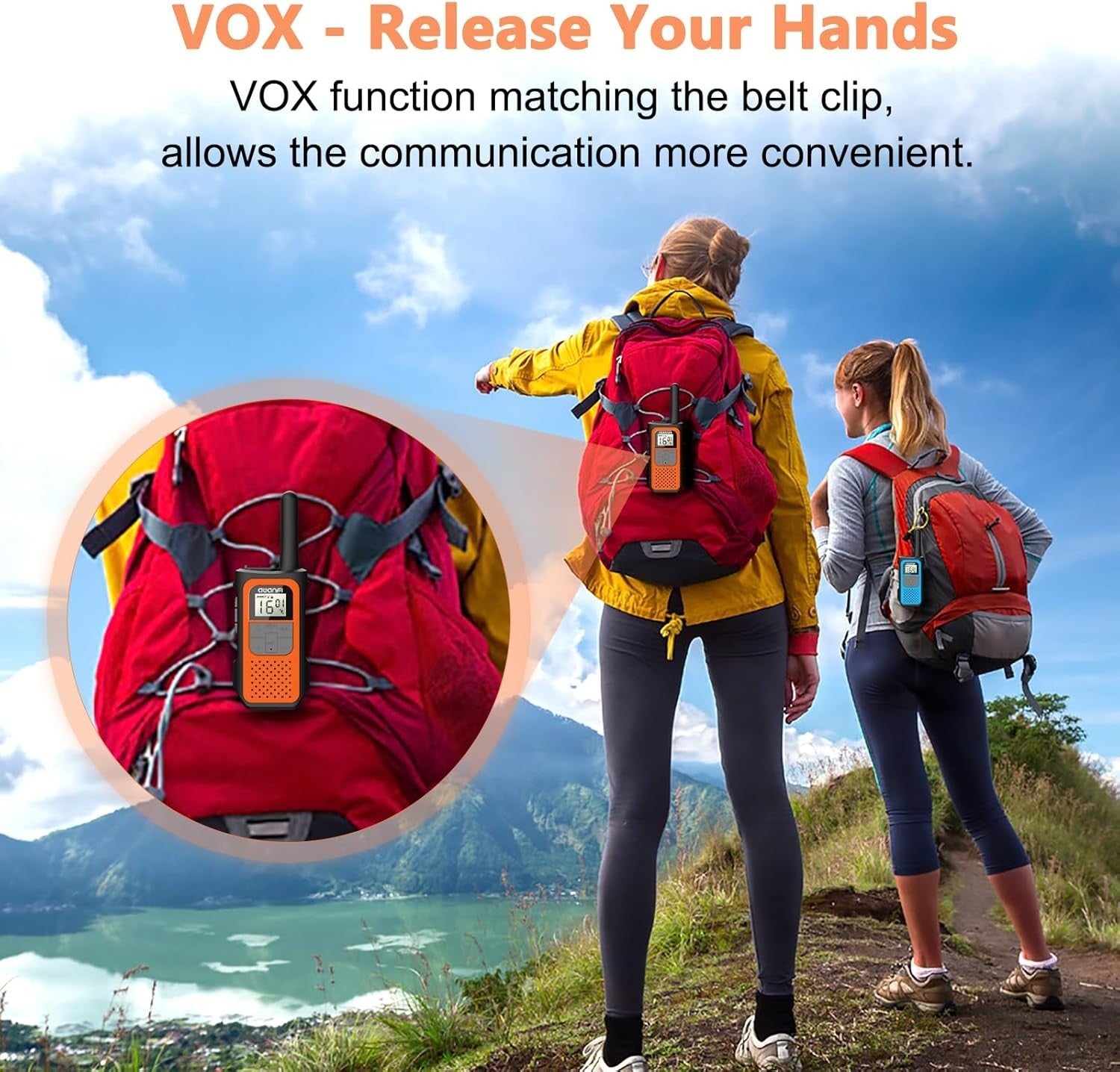 Rechargeable Walkie Talkies 2 Pack Long Range 16CH VOX USB-C Radio