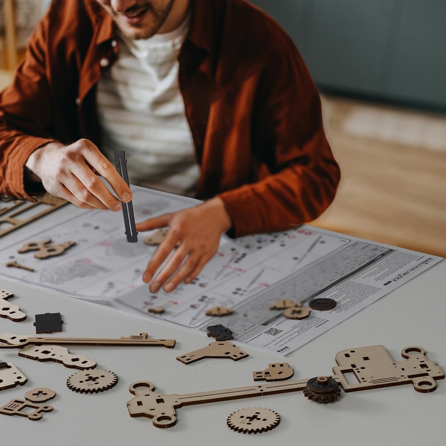 Wooden Marble Run Connection Kit with LED Light & Easy Assembly