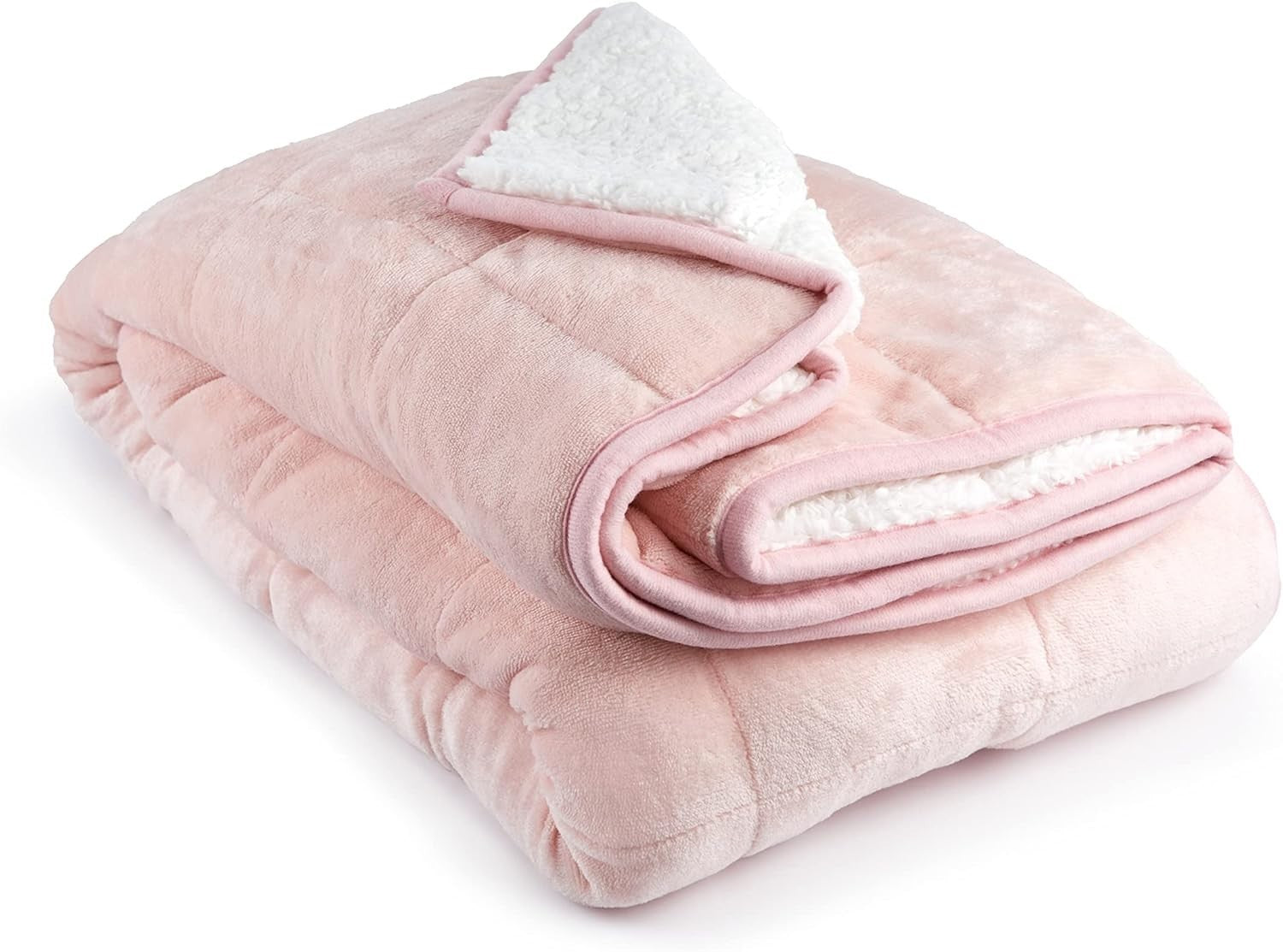 6.9kg Weighted Sherpa Blanket Blush Pink 50x60" (127x152cm) Soft and Cozy