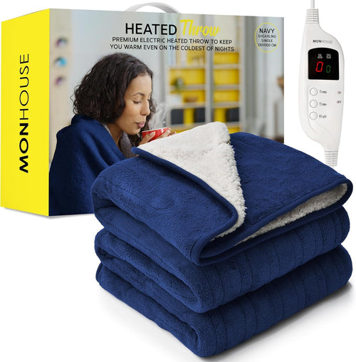 Electric Heated Throw Blanket 130x160cm 9 Heat Levels Timer Washable