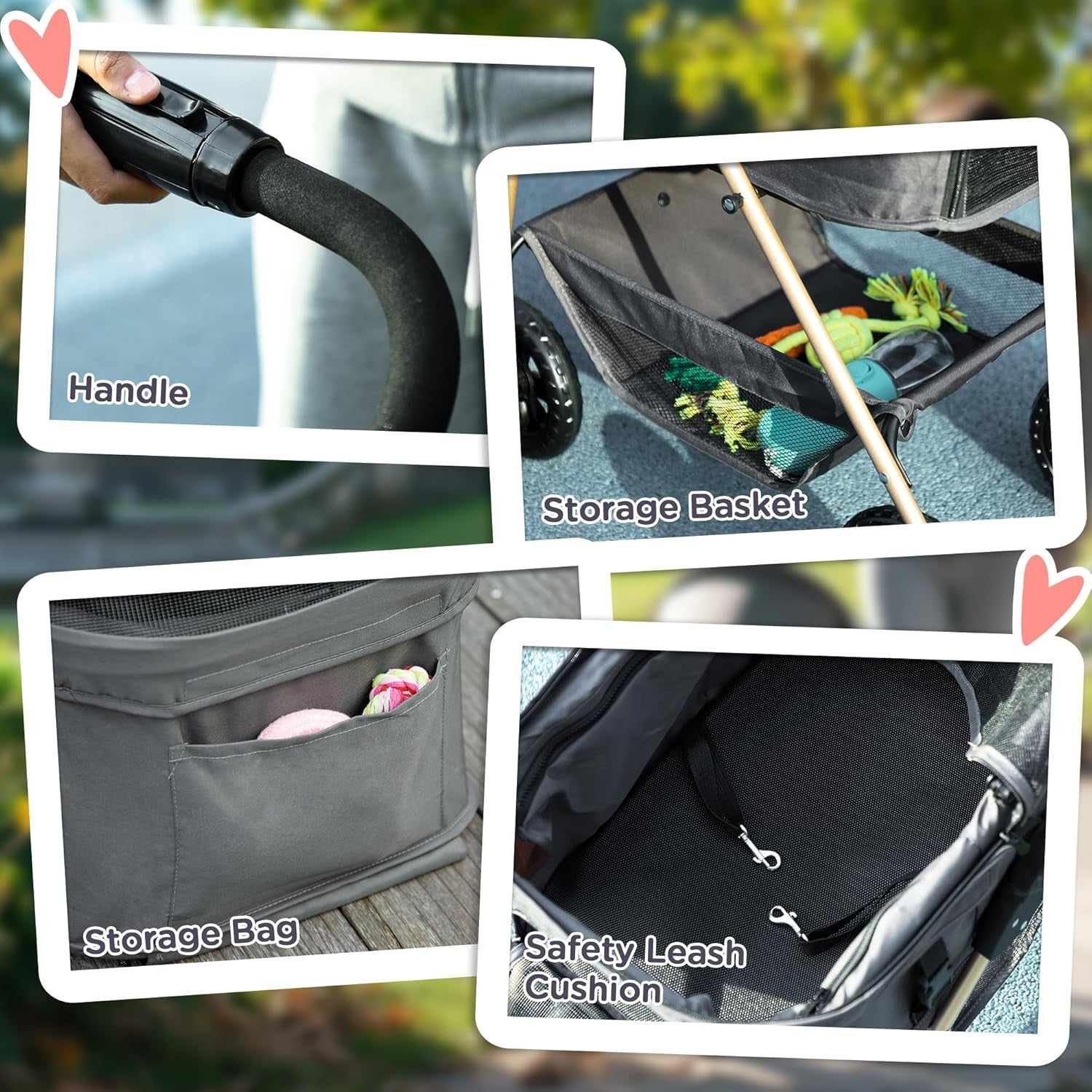 3 in 1 Pet Stroller Dog Cat Pushchair Detachable Carrier Foldable Travel
