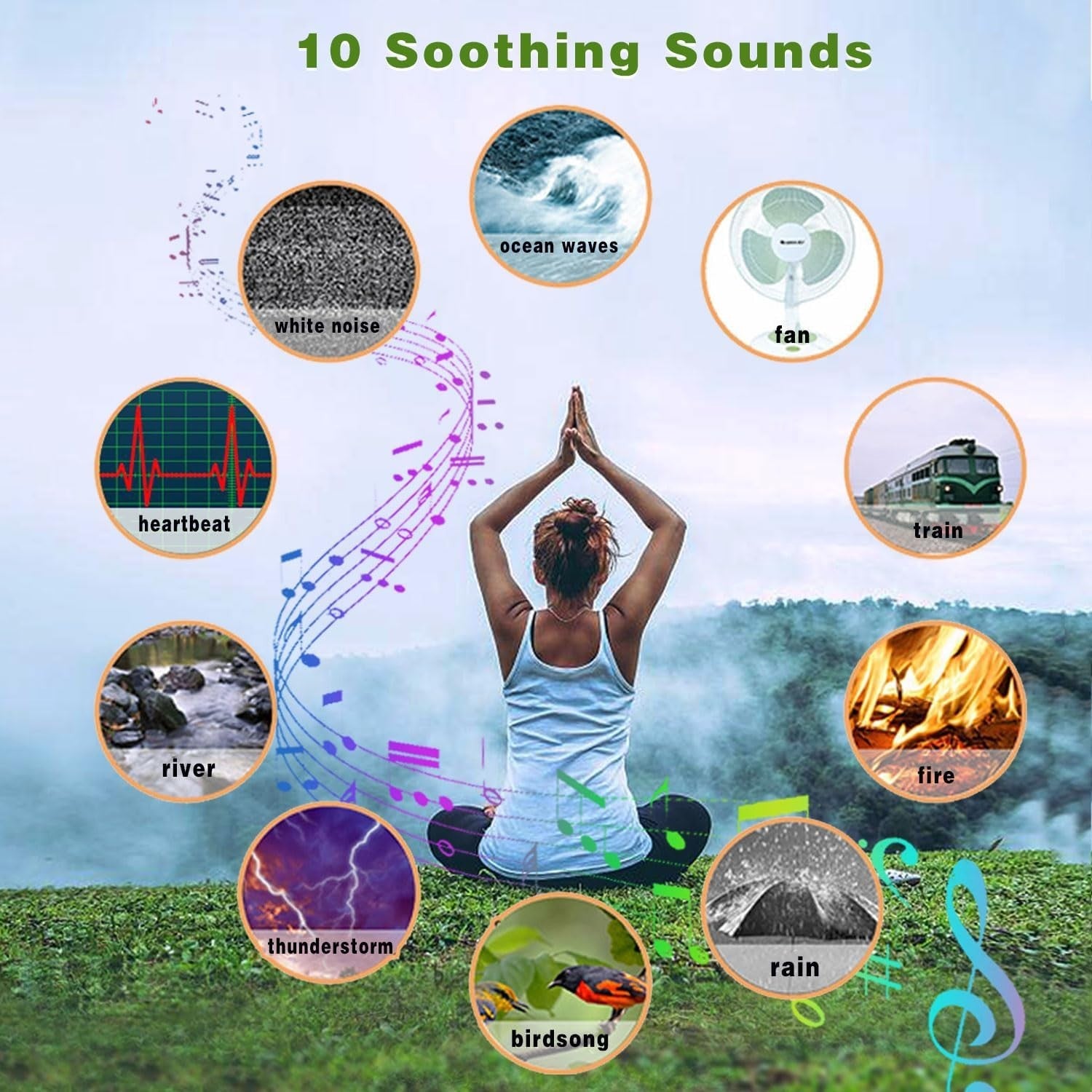 White Noise Sound Machine & Essential Oil Diffuser, Night Light & Timer
