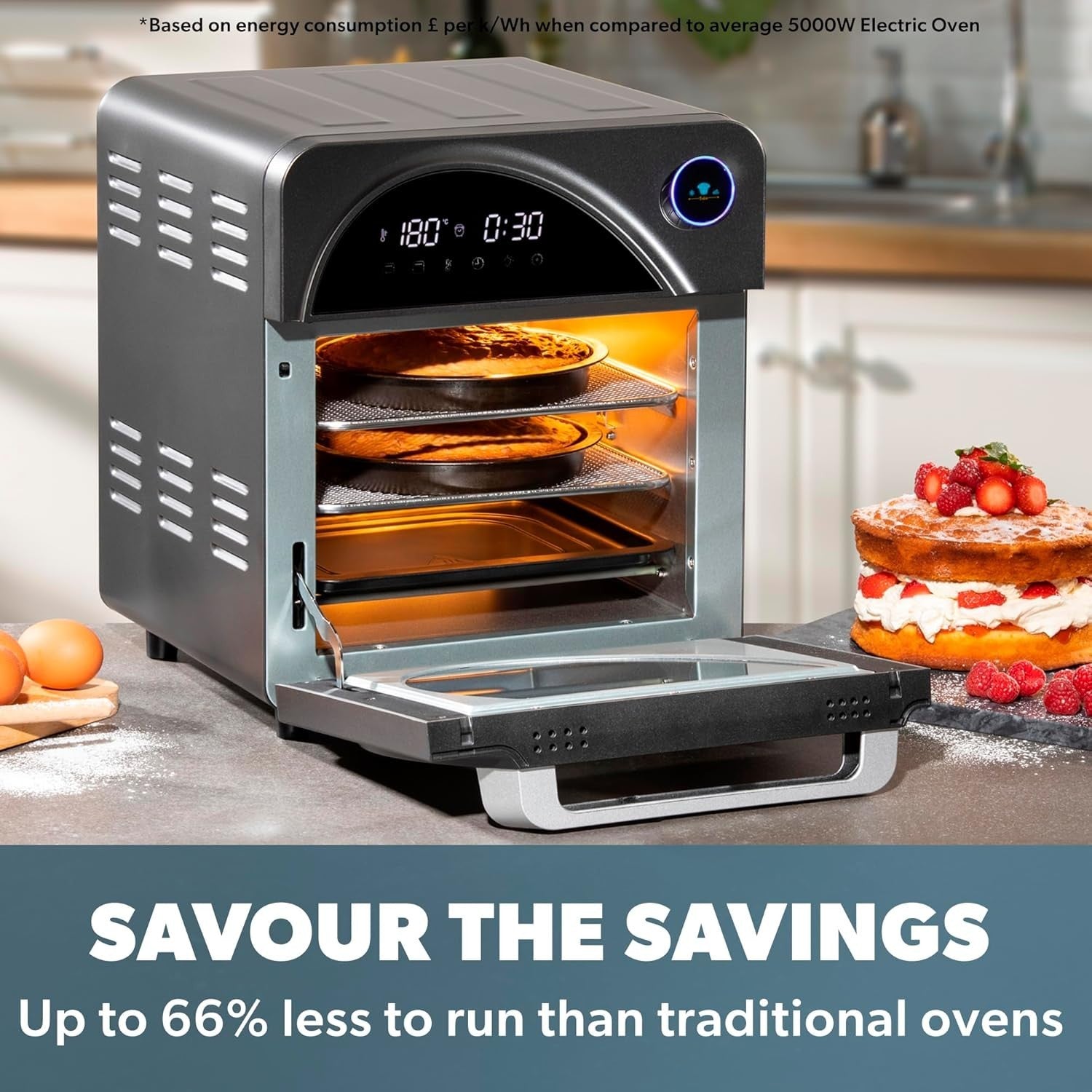 14.5L Digital Air Fryer Oven Rotisserie Dehydrate Grill 12 Presets Family Cooker