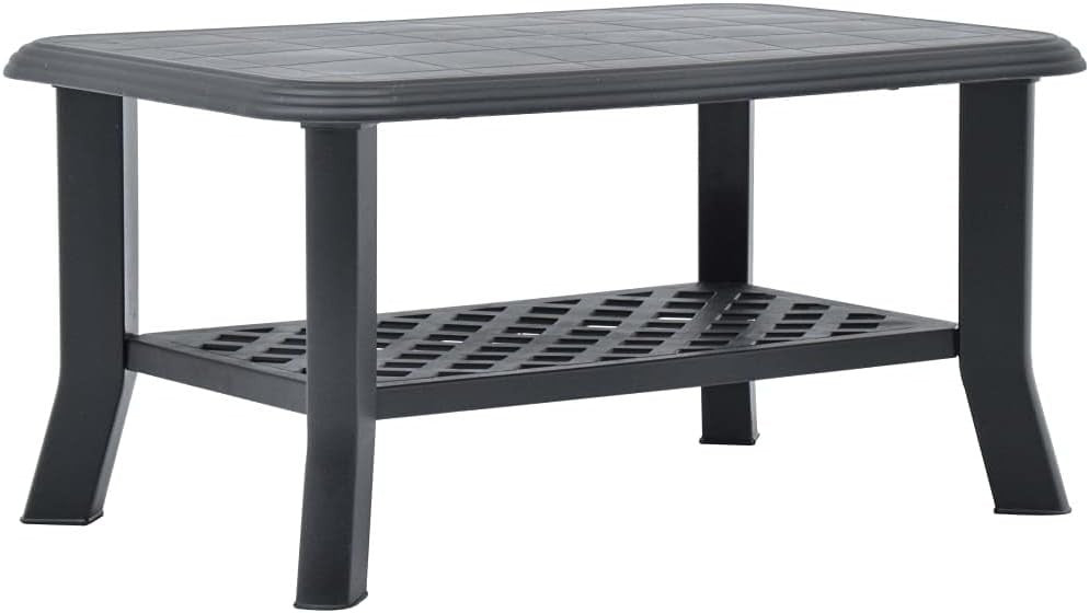 Anthracite Outdoor Coffee Table with Storage Shelf, Weather-Resistant 90x60x46cm