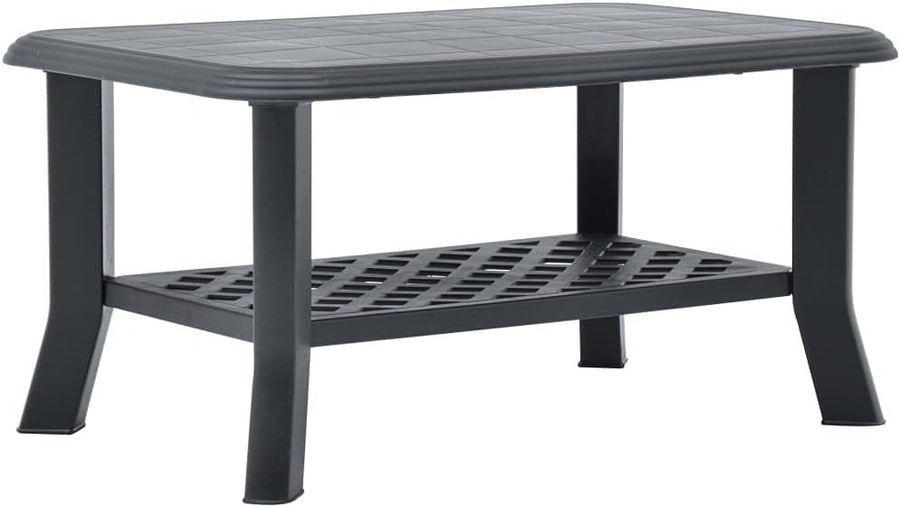 Anthracite Outdoor Coffee Table with Storage Shelf, Weather-Resistant 90x60x46cm